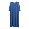thumbnail image 1 of JTieacloth Mens Nightshirts Male Solid Color Short Sleeve Round Neck Nightdress Robe Homewear(Blue,XXXL), 1 of 6