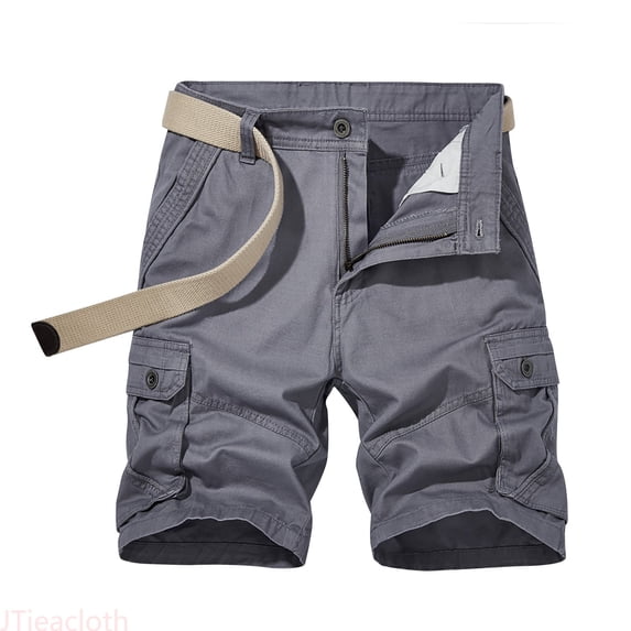 JTieacloth Mens Outdoor Casual Elastic Waist Relaxed Fit Cotton Lightweight Quick Dry Fishing Hiking Work Shorts Cargo Shorts Mens Loose Cargo Shorts Gray