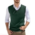 thumbnail image 1 of JTieacloth Mens Outerwear Vests Sweater Vest Men's Sleeveless Knitted Vest V Neck Knitted Vest Spring Plain Sleeveless Knitted For Men(Green,L), 1 of 7