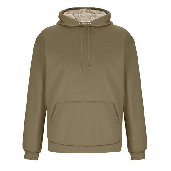 JTieacloth Mens Oversized Hoodies Fall Sweatshirt Winter Fleece Hooded Collar Drawstring Pullover With Pockets Yellow