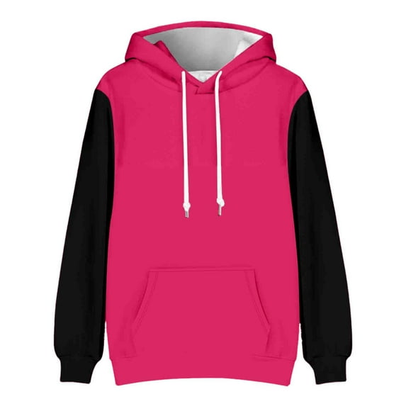 JTieacloth Mens Oversized Hoodies Men's Versatile Simp Le Colorblocking Casual Sport Drawstring Hooded Sweatshirt Pink