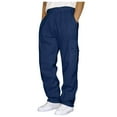 thumbnail image 1 of JTieacloth Mens Relaxed Fit Pants Cargo Sweatpants For Men Plus Size Drawstring Waist Joggers With Pockets Open Bottom Athletic Sweat Pants Blue, 1 of 4