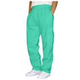 thumbnail image 1 of JTieacloth Mens Relaxed Fit Pants Cargo Sweatpants For Men Plus Size Drawstring Waist Joggers With Pockets Open Bottom Athletic Sweat Pants Green, 1 of 4