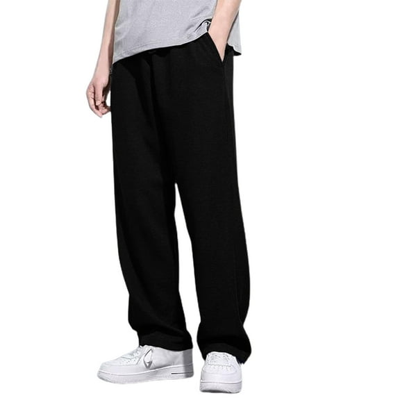JTieacloth Mens Relaxed Fit Pants Men's Pants Pocket Mesh Loose Suitable For Casual Straight Bottom Drawstring Jogging Pants Running Exercise Training Basketball Pants Black