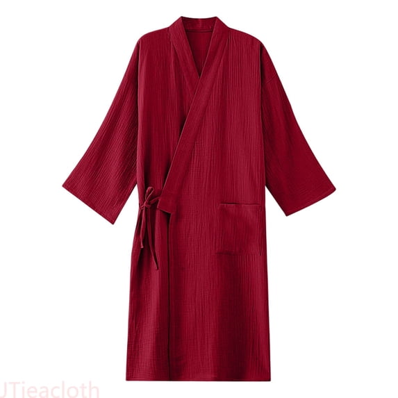 JTieacloth Mens Robe Couples Robe And Kimono Men's Large Size Lace Up Hanbok Yukata Sweating Clothes(Red,XL)