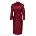 thumbnail image 1 of JTieacloth Mens Robe MEN'S SOLID COLOR THIN LOOSE LARGE SLEEVED SPRING AND AUTUMN SMOOTH CARDIGAN GOWN BATHROBE(Red,M), 1 of 6