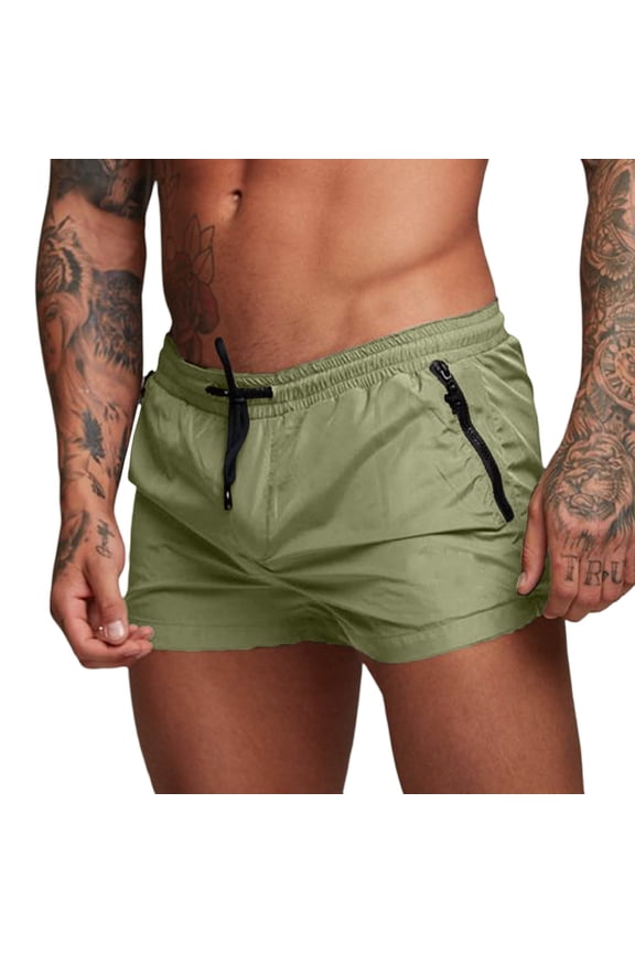 Mens Shorts Classic Fit Man High Street Fashion Trend Pleated Design Straight Leather Shorts,Green