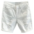 thumbnail image 1 of JTieacloth Mens Shorts Classic Fit Men's Summer Ripped Denim Straight Quarter Pants,White, 1 of 5