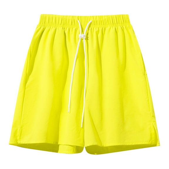 JTieacloth Mens Shorts Knee Length Men's Loose Fit Relaxed Five Inch Shorts For Summer,Yellow
