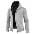 thumbnail image 1 of JTieacloth Mens Slim Fit Knitted Sweater Men Fleece Thick Zip Up Hooded Cardigan Knit Coat(Gray), 1 of 5