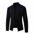 thumbnail image 1 of JTieacloth Mens Slim Fit Knitted Sweater Men Solid Color Stand Up Collar Zipper Cardigan Sweater Jacket Casual Loose Comfortable Business Trend Long Sleeved Jacket(Black), 1 of 4