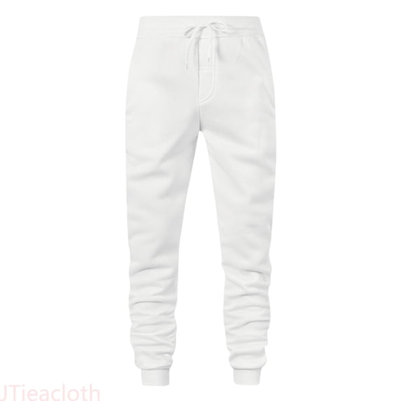 JTieacloth Mens Sport Pants Mens Casual Hip Hop Pants Solid Color Track Cuff Lace Up Workout Pants With Pocket(White,XXL)
