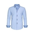 thumbnail image 1 of JTieacloth Mens Stretch Shirts Men's Dress Shirt Formal Stretch Wrinkle Long Sleeve Slim Fit Button Down Shirts For Wedding Party Blue, 1 of 3