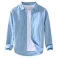 thumbnail image 1 of JTieacloth Mens Stretch Shirts Men's Shirts Men's Solid Color Casual Long Sleeve Tops Blue, 1 of 2