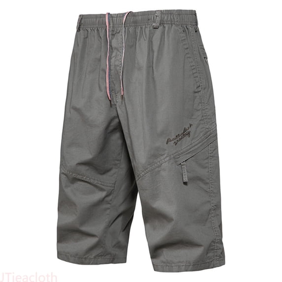 JTieacloth Mens Summer Cargo Pants Button Solid Color Pockets Tether Plus Size Mid Wash Shorts Mens Cargo Shorts Green