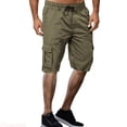 thumbnail image 1 of JTieacloth Mens Summer Solid Color Plus Size Casual All Shorts Fashionable Woven Cargo Pants With Pockets Summer Mens Cargo Shorts Green, 1 of 6