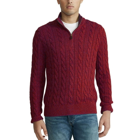 JTieacloth Mens Sweater Coats Autumn And Winter Warm Turtleneck Sweater Half Turtleneck(Red)