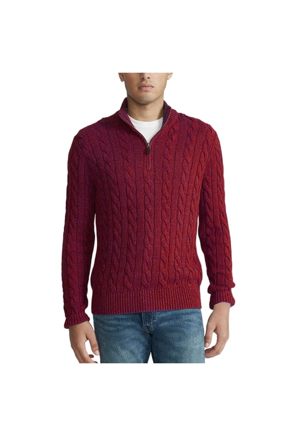 Mens Sweater Coats Autumn And Winter Warm Turtleneck Sweater Half Turtleneck(Red)