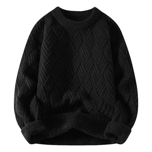 JTieacloth Mens Sweater Coats Male Autumn And Winter Wear Solid Color Thickened Sweater Knitwear(Black)
