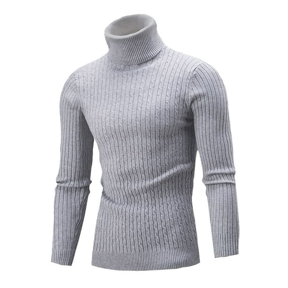 JTieacloth Mens Sweater Vest Male Retro Flower High Neck Knitted Base Sweater(Gray)