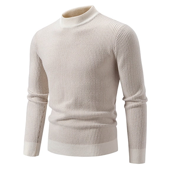 JTieacloth Mens Sweaters Pullover Men's Fall/winter New Half Turtleneck Dark Matching Pullover Sweater Sweater(White)