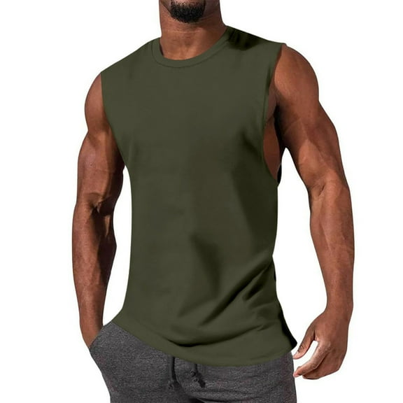 JTieacloth Mens Tall T Shirts Big And Tall Men's Sleeveless Tank Tops Crewneck Solid Loose Fit Shirt