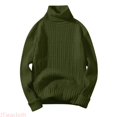 thumbnail image 1 of JTieacloth Mens Turtleneck Sweaters Casual Cable Knit Pullover Stretchy Sweaters Knitwear Fall Winter Layering,Army Green, 1 of 3