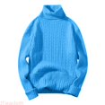 thumbnail image 1 of JTieacloth Mens Turtleneck Sweaters Casual Cable Knit Pullover Stretchy Sweaters Knitwear Fall Winter Layering,Blue, 1 of 4