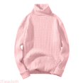 thumbnail image 1 of JTieacloth Mens Turtleneck Sweaters Casual Cable Knit Pullover Stretchy Sweaters Knitwear Fall Winter Layering,Pink, 1 of 4