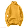thumbnail image 1 of JTieacloth Mens Turtleneck Sweaters Casual Cable Knit Pullover Stretchy Sweaters Knitwear Fall Winter Layering,Yellow, 1 of 3