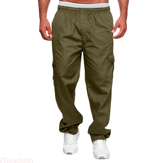 JTieacloth Mens Versatile All Season Cargo Pants Multi Pocket Zip Button Hem Solid Color Plus Size Outdoor Trousers Casual Baggy Cargo Pants Green