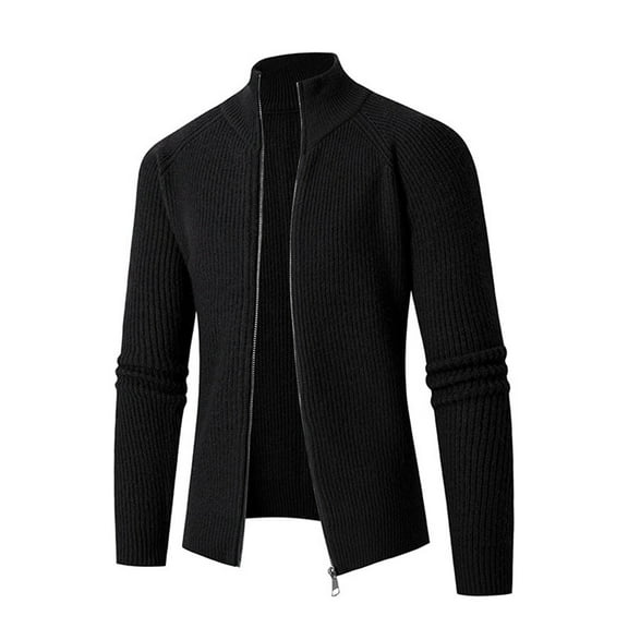 JTieacloth Mens Winter Cardigan Sweater Mens Autumn And Winter Fashion Casual Sweater Coat With Padded Sweater Knitted Cardigan Tops(Black)
