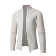 thumbnail image 1 of JTieacloth Mens Winter Cardigan Sweater Mens Autumn And Winter Fashion Casual Sweater Coat With Padded Sweater Knitted Cardigan Tops(White), 1 of 2
