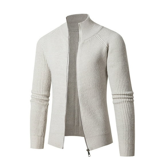 JTieacloth Mens Winter Cardigan Sweater Mens Autumn And Winter Fashion Casual Sweater Coat With Padded Sweater Knitted Cardigan Tops(White)