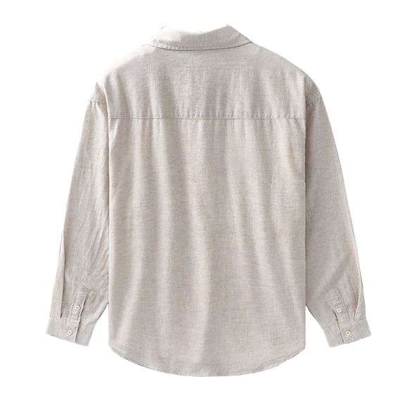 JTieacloth Mens Work Button Down Shirts with Pocket Male Casual Versatile Cotton Linen Linen Long Sleeved Shirt Beige