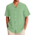 thumbnail image 1 of JTieacloth Mens Work Button Down Shirts with Pocket 2025 Men's Linen Shirt Hawaii Channeling Hugh Lapel Shirt Casual Sports Beach Short Sleeved Shirt Green, 1 of 4