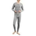 thumbnail image 1 of JTieacloth Nightshirt for Sleeping Men's Faux German Velvet Round Neck Thermal Underwear Set With Traceless Autumn Clothes And Autumn Pants Bottoming Shirt Gray, 1 of 5