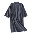 thumbnail image 1 of JTieacloth Nightshirt for Sleeping Woven Washed Checkered Nightgown For Couples Japanese Kimono Nightgown Spring Bathrobe Male Sweat Steamed Robe Gray, 1 of 5