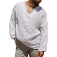 thumbnail image 1 of JTieacloth Pocket T Shirts Casual Seaside Men's Linen Solid Color Long Sleeved Shirt Men, 1 of 4