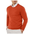 thumbnail image 1 of JTieacloth Pullover Casual Sweater Male Autumn And Winter Smooth Comfortable Lightweight Drapey Soft Skin Friendly Textured Slim Fitting Round Neck Long Sleeved(Orange), 1 of 6