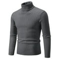thumbnail image 1 of JTieacloth Pullover Casual Sweater Mens Autumn And Winter Sweater Still Turtleneck Solid Color Sweater(Gray), 1 of 5