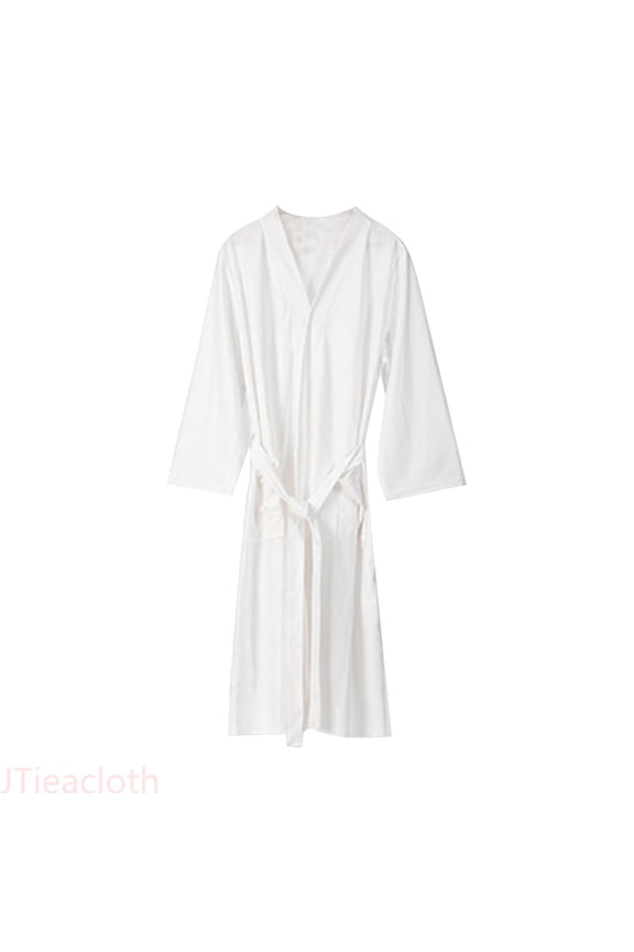 Robe for Men Men's Solid Color Autumn Lightweight Couples' Knee Length Absorbent Bathrobe Sexy Bathrobe Sleepwear(White,XL)