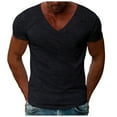 thumbnail image 1 of JTieacloth Shirts for Man Mens Summer Short Sleeved V Neck Short Sleeved Solid Color Casual Slim V Neck T Shirt, 1 of 5