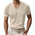 thumbnail image 1 of JTieacloth Shirts for Tall Men Men's Corduroy Fabric V Neck Short Sleeve Short Sleeve Loose Casual Men's T Shirt, 1 of 6