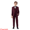 thumbnail image 1 of JTieacloth Short Sets for Boys Boys Business Suits Coat 4 Piece Outfit Tuxedo Set For Kids Formal Suit For Boys With Vest Pants Bowtie Set Slim,Sizes 5-6 Years(Red), 1 of 6