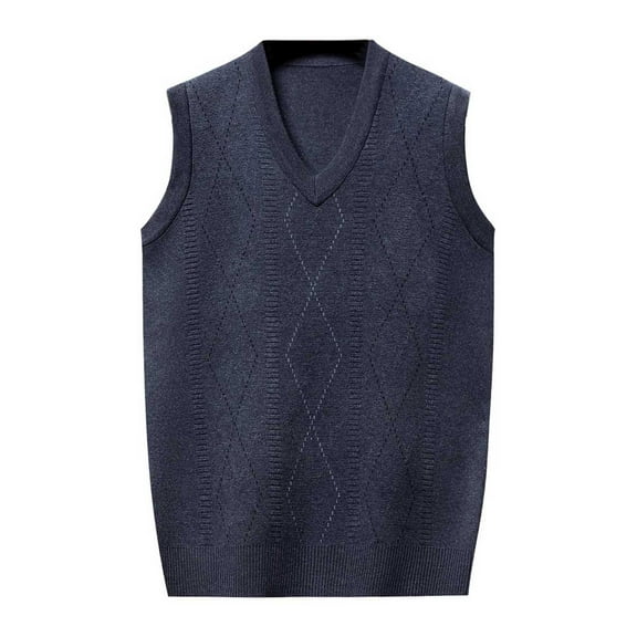 JTieacloth Sleeveless Sweater Vest Male Knitted Vest Vest V Neck Sleeveless Padded Sweater Vest(Gray)