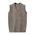 thumbnail image 1 of JTieacloth Sleeveless Sweater Vest Male Knitted Vest Vest V Neck Sleeveless Padded Sweater Vest(Yellow), 1 of 6