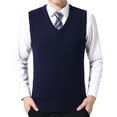 thumbnail image 1 of JTieacloth Sleeveless Sweater Vest Men's Thickened Comfort Classic Business Sleeveless Casual Plush Vest Vest V Neck Knitted Thickened(Blue), 1 of 4
