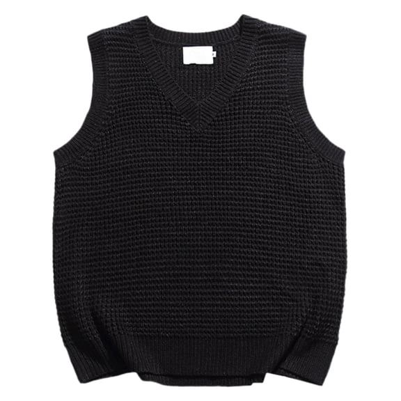 JTieacloth Slim Fit Sweater Vest Men's Loose Sweater Vest V Neck Casual Sleeveless Pullover Striped Knit Sweater Vest(Black)