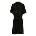 thumbnail image 1 of JTieacloth Soft Loose Sleepwear Male Casual Nightgown Solid Color Homewear Short Sleeve Half Waist Tie Robe Black, 1 of 3